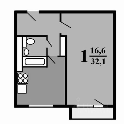 Продажа 1-комнатной квартиры 32 м², 1/9 этаж