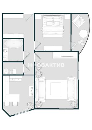 Продажа 2-комнатной квартиры 60,5 м², 13/27 этаж