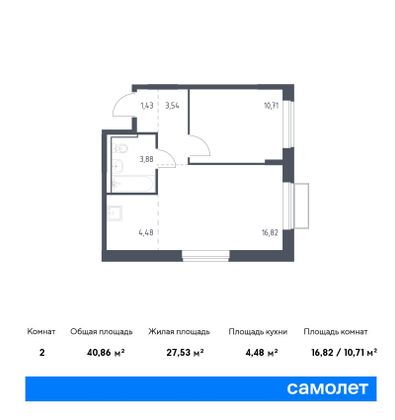 40,9 м², 1-комн. квартира, 2/17 этаж