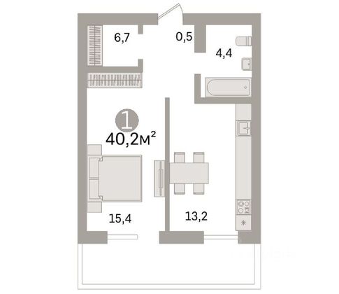 Продажа 1-комнатной квартиры 40,2 м², 14/16 этаж