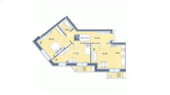 Продажа 3-комнатной квартиры 78,5 м², 7/8 этаж