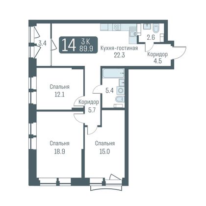 Продажа 4-комнатной квартиры 88,2 м², 3/24 этаж
