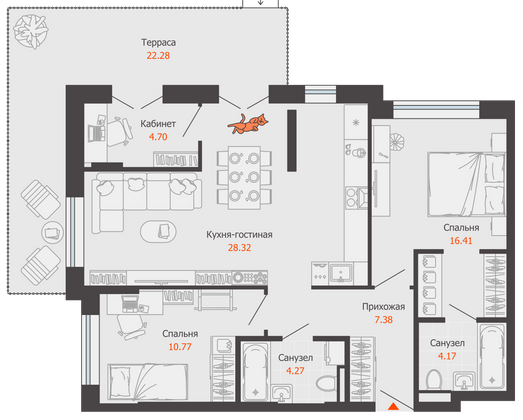 Продажа 2-комнатной квартиры 83 м², 1/7 этаж