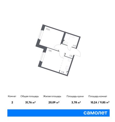 31,8 м², 1-комн. квартира, 1/9 этаж