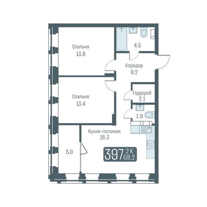 Продажа 3-комнатной квартиры 65,9 м², 5/24 этаж