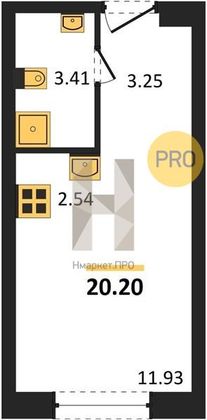 Продажа квартиры-студии 20,2 м², 25/25 этаж