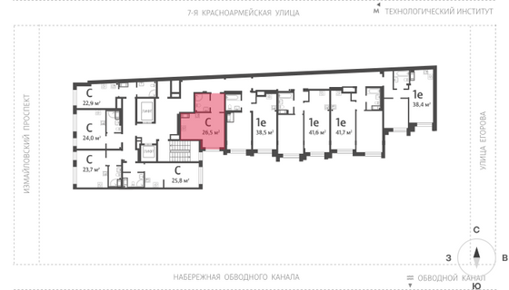 26,5 м², студия, 3/11 этаж