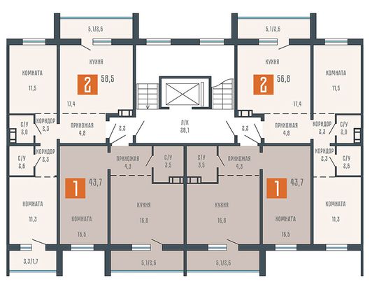 Продажа 1-комнатной квартиры 43,7 м², 7/10 этаж