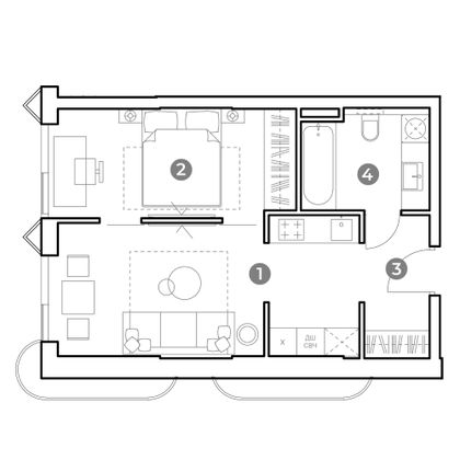 Продажа 2-комнатной квартиры 42,6 м², 4/29 этаж