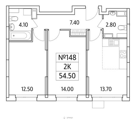 Продажа 2-комнатной квартиры 54,5 м², 9/25 этаж