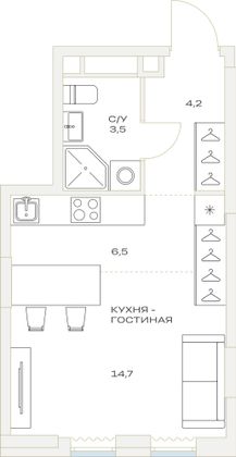 Продажа квартиры-студии 29,2 м², 13/23 этаж