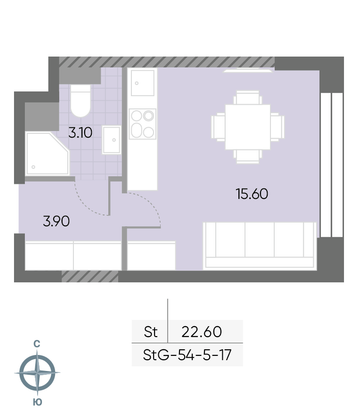Продажа квартиры-студии 22,6 м², 14/30 этаж