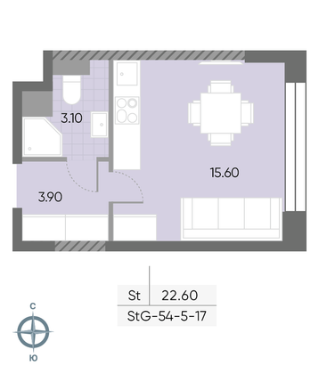 Продажа квартиры-студии 22,6 м², 7/30 этаж