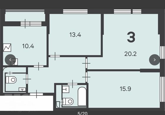 Продажа 3-комнатной квартиры 75 м², 2/15 этаж