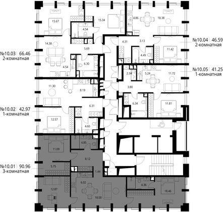 Продажа 3-комнатной квартиры 91 м², 10/19 этаж