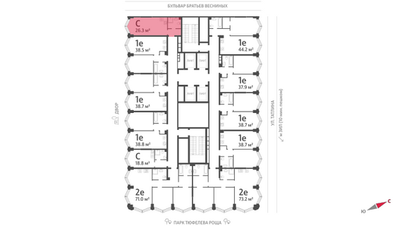 Продажа квартиры-студии 26,3 м², 14/43 этаж
