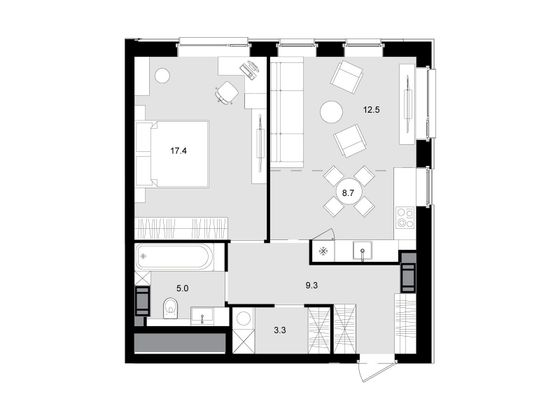 Продажа 2-комнатной квартиры 56,1 м², 33/47 этаж
