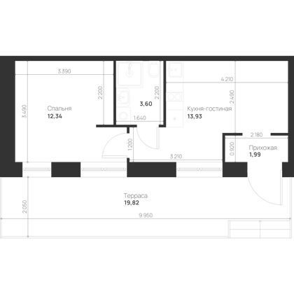 Продажа 2-комнатной квартиры 44,5 м², 1/29 этаж