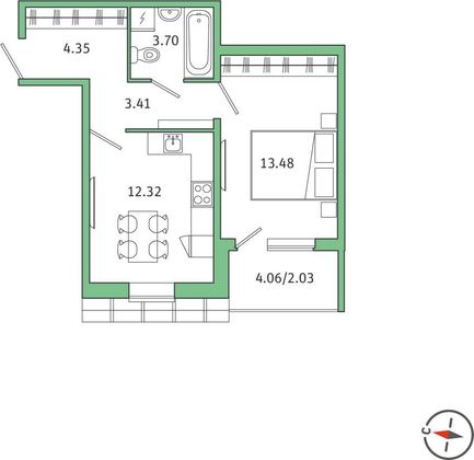 Продажа 1-комнатной квартиры 39,3 м², 5/5 этаж