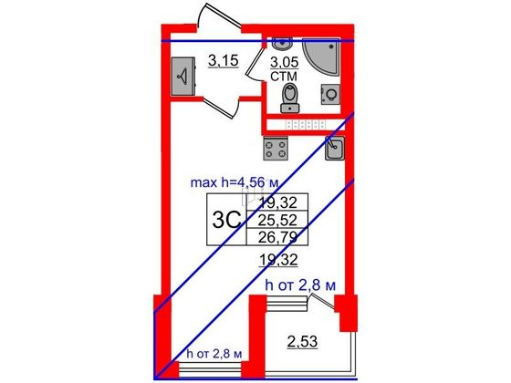 Продажа квартиры-студии 25,5 м², 4/4 этаж