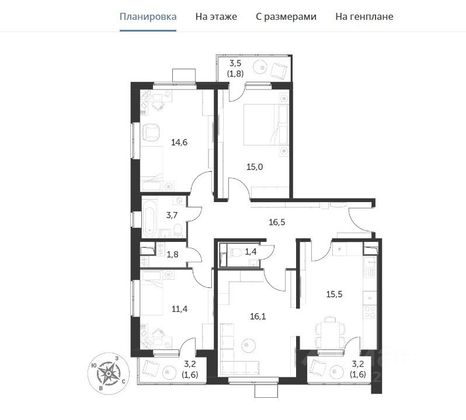 Продажа 4-комнатной квартиры 101,2 м², 24/26 этаж