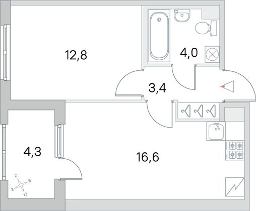 Продажа 1-комнатной квартиры 39 м², 1/5 этаж