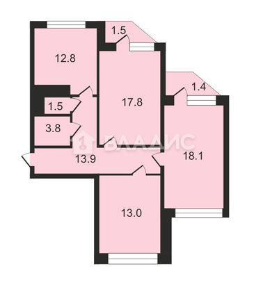 Продажа 3-комнатной квартиры 81,1 м², 9/17 этаж