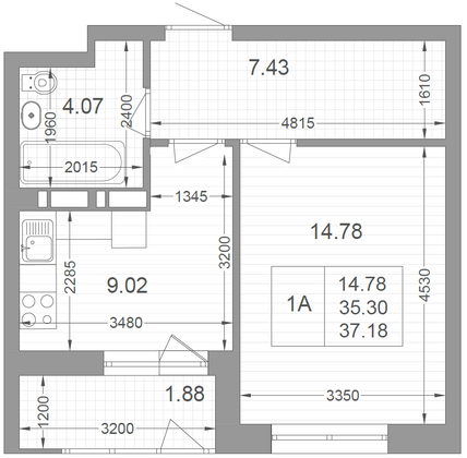 Продажа 1-комнатной квартиры 37,2 м², 17/17 этаж