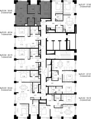 Продажа 2-комнатной квартиры 58,5 м², 25/27 этаж