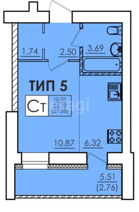 Продажа квартиры-студии 30,6 м², 7/10 этаж