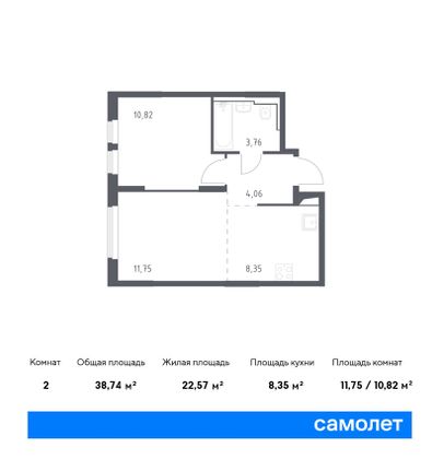 38,7 м², 1-комн. квартира, 10/14 этаж