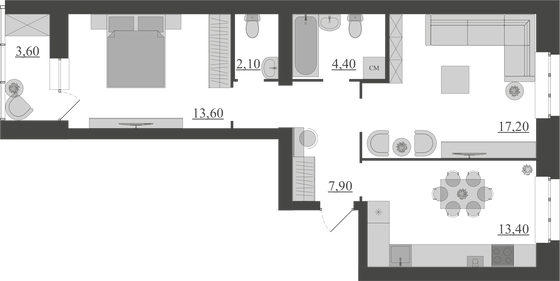 Продажа 2-комнатной квартиры 62,2 м², 2/6 этаж