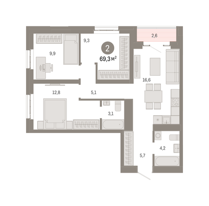 Продажа 3-комнатной квартиры 69,3 м², 18/31 этаж