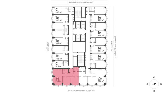 Продажа 2-комнатной квартиры 71 м², 15/43 этаж