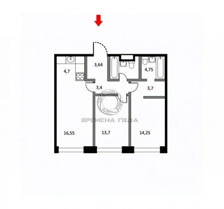 Продажа 3-комнатной квартиры 68,7 м², 6/13 этаж