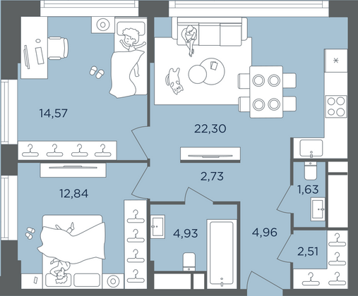 Продажа 2-комнатной квартиры 66,5 м², 38/41 этаж