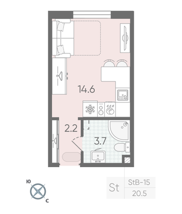 Продажа квартиры-студии 20,5 м², 2/22 этаж