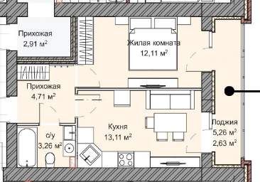 Продажа 1-комнатной квартиры 36,2 м², 9/10 этаж