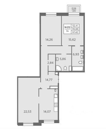 Продажа 3-комнатной квартиры 97 м², 5/8 этаж
