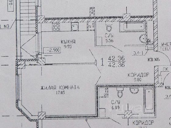 Продажа 1-комнатной квартиры 43 м², 1/23 этаж