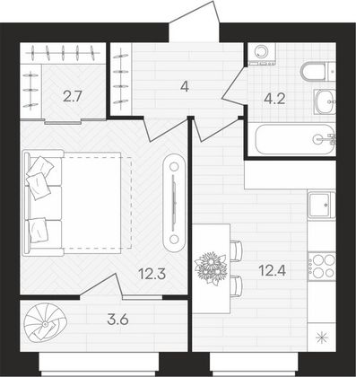 Продажа 1-комнатной квартиры 39,2 м², 10/10 этаж