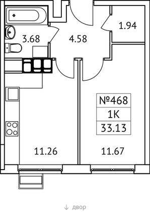 33,1 м², 1-комн. квартира, 11/17 этаж