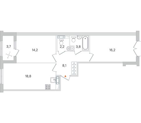 Продажа 2-комнатной квартиры 65,2 м², 2/4 этаж