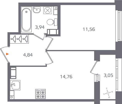 Продажа 1-комнатной квартиры 36,6 м², 11/17 этаж
