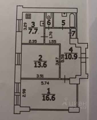 Продажа 2-комнатной квартиры 54,6 м², 2/4 этаж