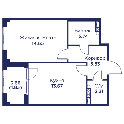 Продажа 1-комнатной квартиры 39,8 м², 3/5 этаж