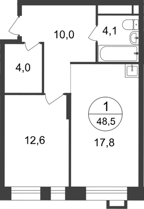 Продажа 1-комнатной квартиры 48,5 м², 16/20 этаж