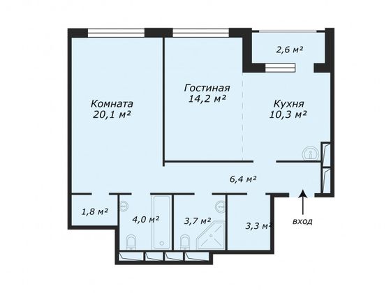 Продажа 2-комнатной квартиры 65,5 м², 10/27 этаж