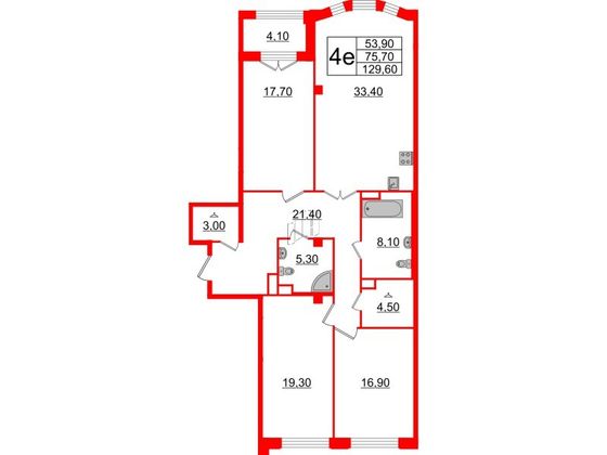 Продажа 3-комнатной квартиры 129,6 м², 2/6 этаж