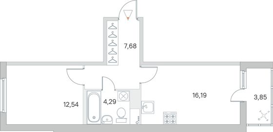 Продажа 1-комнатной квартиры 42,6 м², 3/8 этаж